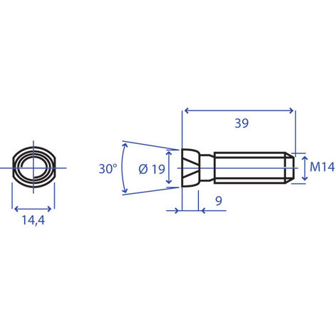 BULLONE FISS.TESTA CONICA M14X39 12.9